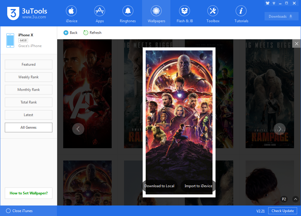 Avengers Infinity War Themed Wallpapers on 3uTools