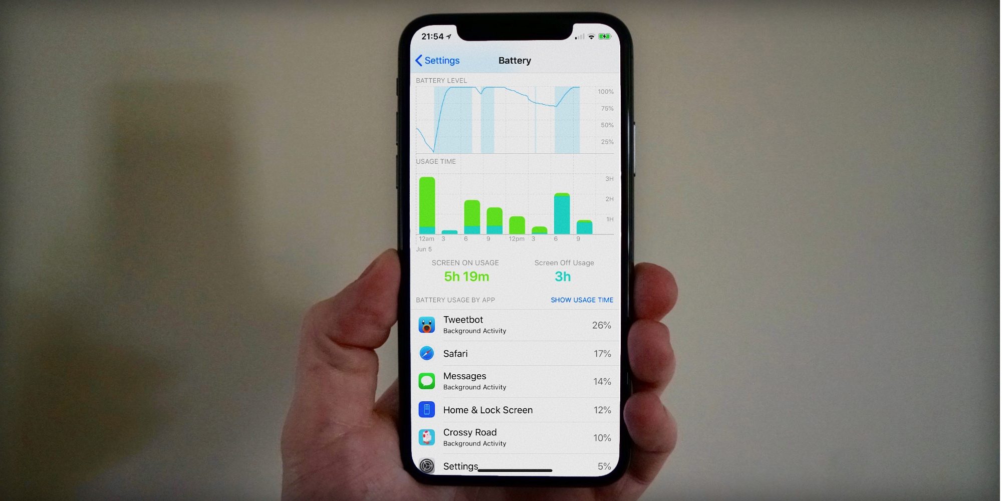iOS 12 Adds New Graphs to Show Your Battery Level Changed Throughout the Day