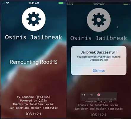 GeoSn0w Releases iOS 11.2 - 11.3.1 Jailbreak for Developers