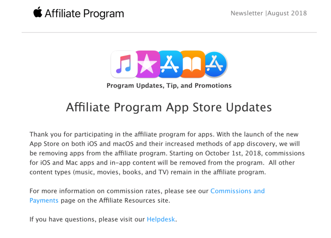 Apple Removes Apps and in-app Purchases from its iTunes Affiliate Program