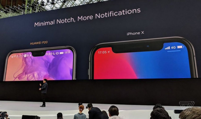 Huawei Size-Shames iPhone X Notch with Side-By-Side Comparison with its P20