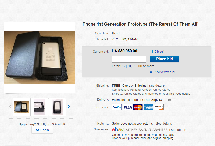 Ebay Auction for iPhone Prototype Hits $30K Overnight