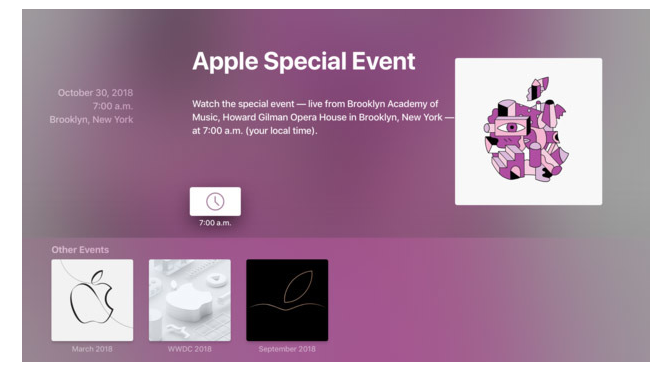 Apple Events tvOS app Updated for Oct. 30 Livestream