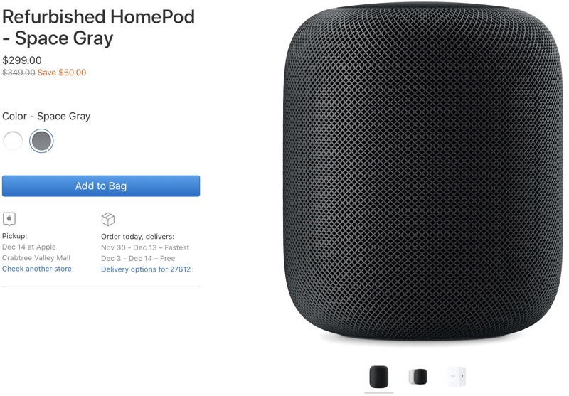 Apple Now Selling Refurbished HomePod for $299