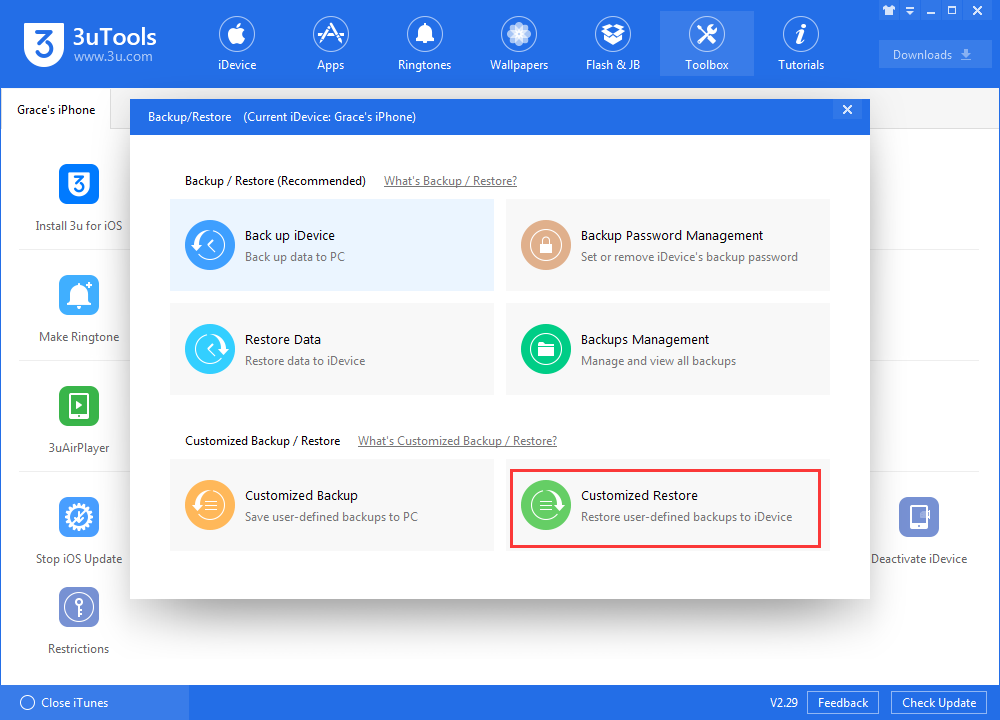 erasing idevice disk 3utools