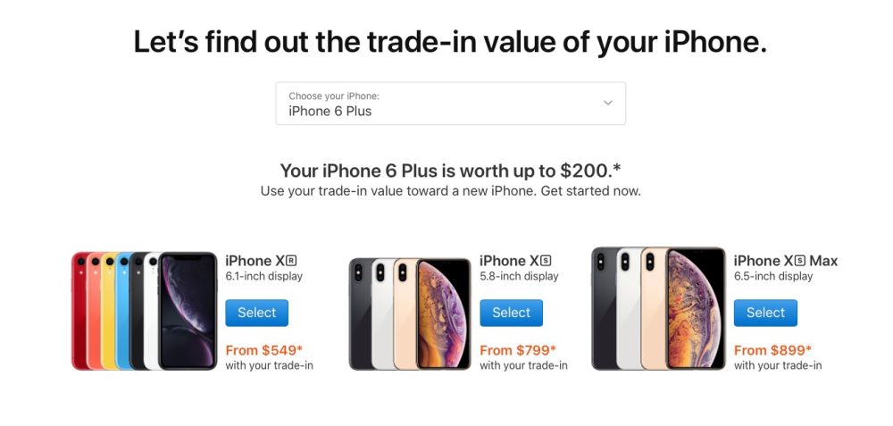 Apple Promotes iPhone XS and iPhone XR with Trade-in price Comparison Page