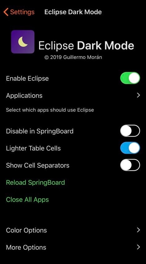 Popular Eclipse Dark Mode Jailbreak Tweak now Available for iOS 12