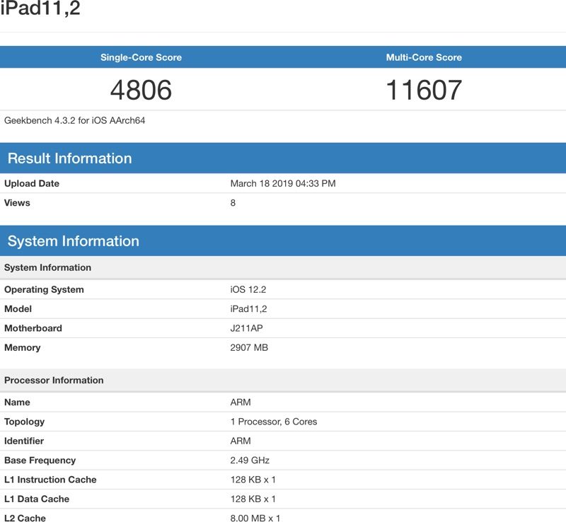 A12 Bionic in New iPad Paired With 3GB RAM, Clocks in at Same Speed as Latest iPhones