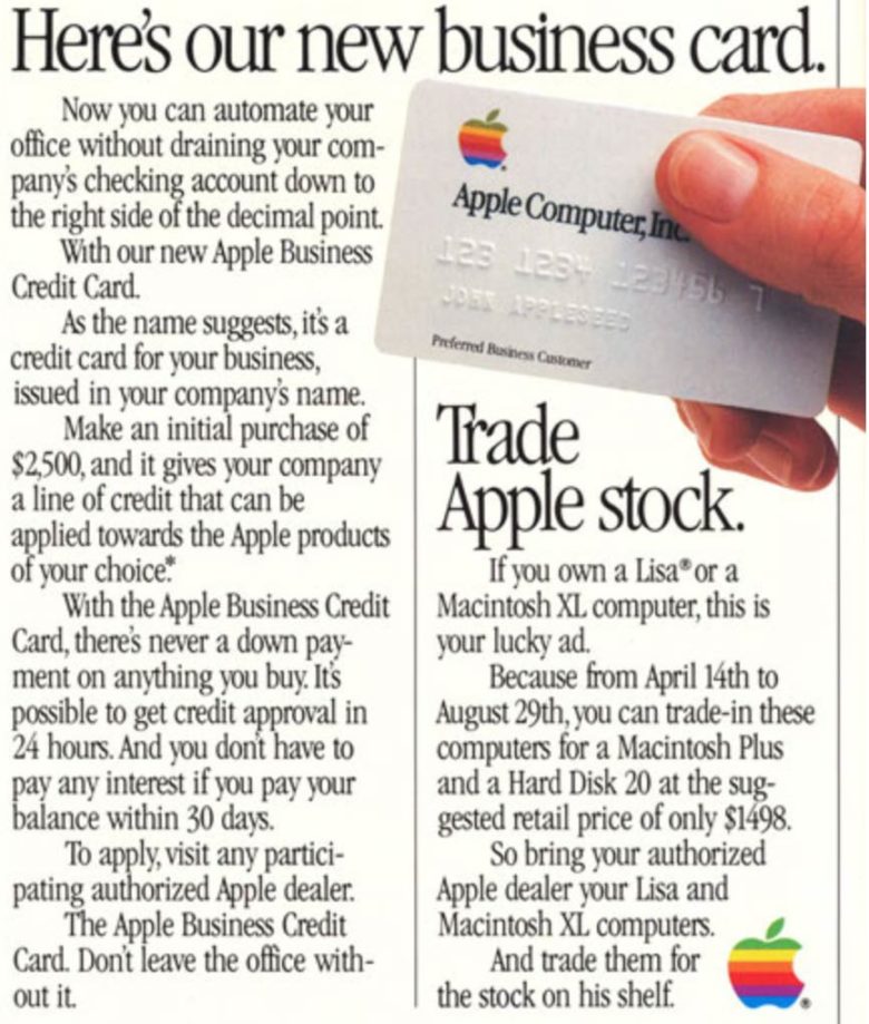 Apple’s First Credit Card Issued – in 1986