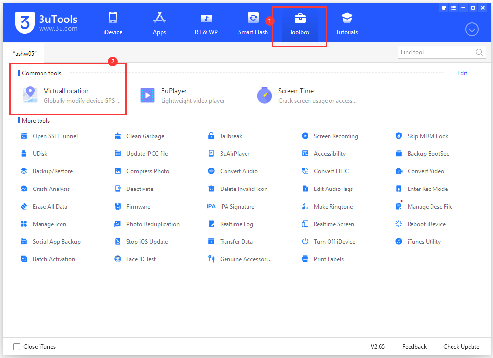 How to Change Location by Virtual Location on 3uTools?